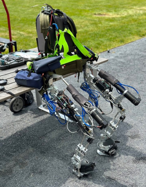 The suit propped on a table during competition